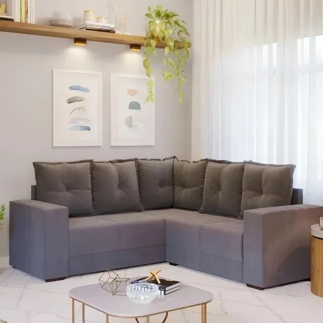 Sofá de canto patricia cinza