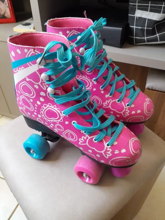 Patins Rosa com Rodas - Foto 4