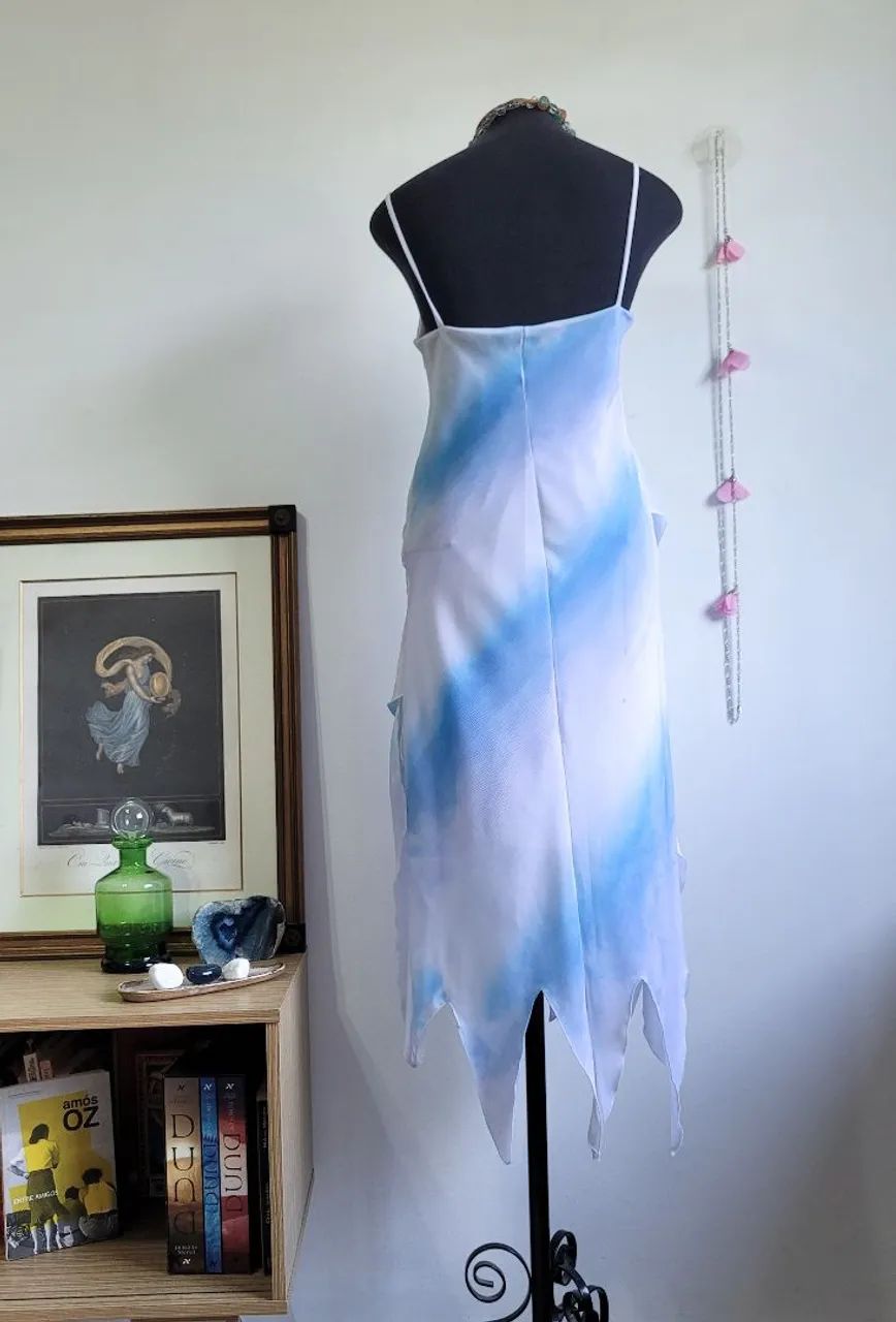 Vestido Longo Tie Dye Azul e Branco - Foto 4