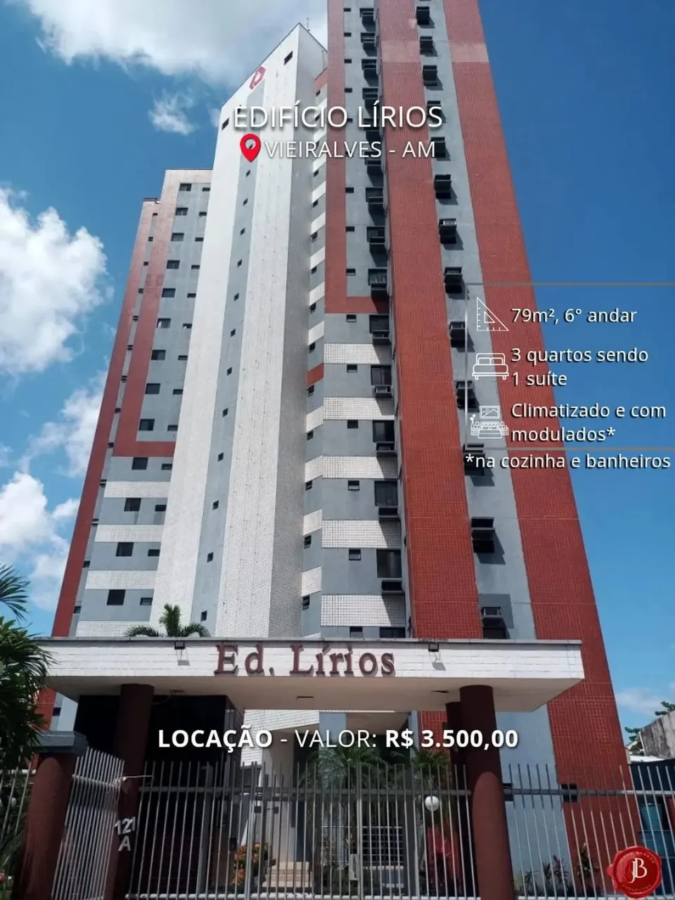 EDIFÍCIO LÍRIOS | 79m², 3 quartos | R$ 3.500,00