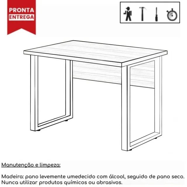 Mesa Escritório Pé Quadro 1,20x0,60m Sem Gavetas Nogal Sevilha/Preto Modelo 24469 - Foto 3