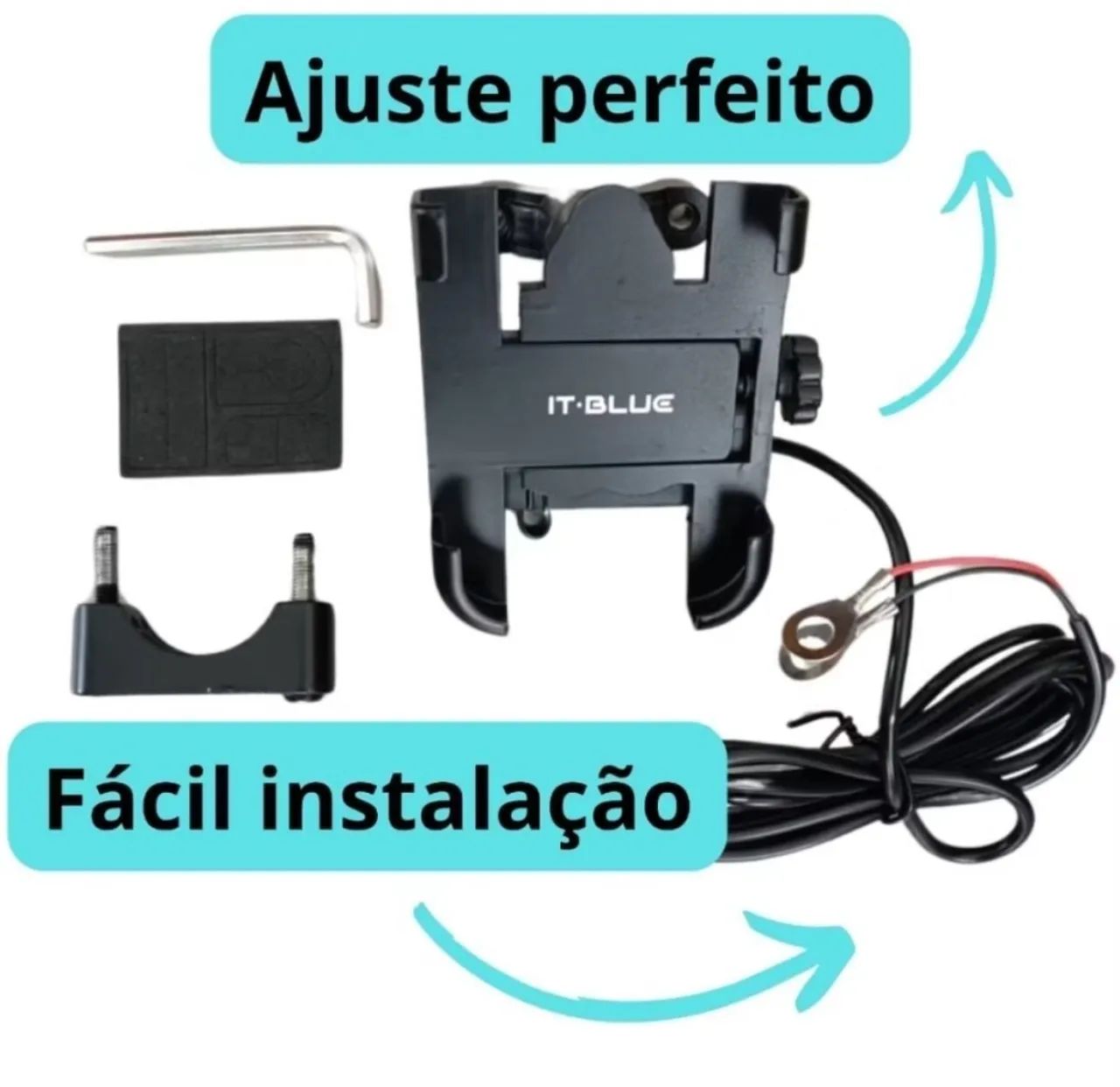 Suporte de celular p Moto/Bike -BLUE  com carregamento USB - Foto 4