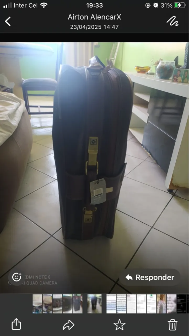 Mala de couro legitimo reforçada