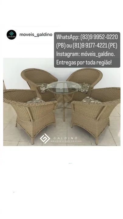 Conjunto de terraço e área - jogo de terraço- jogo de área - cadeiras em fibra - Foto 3