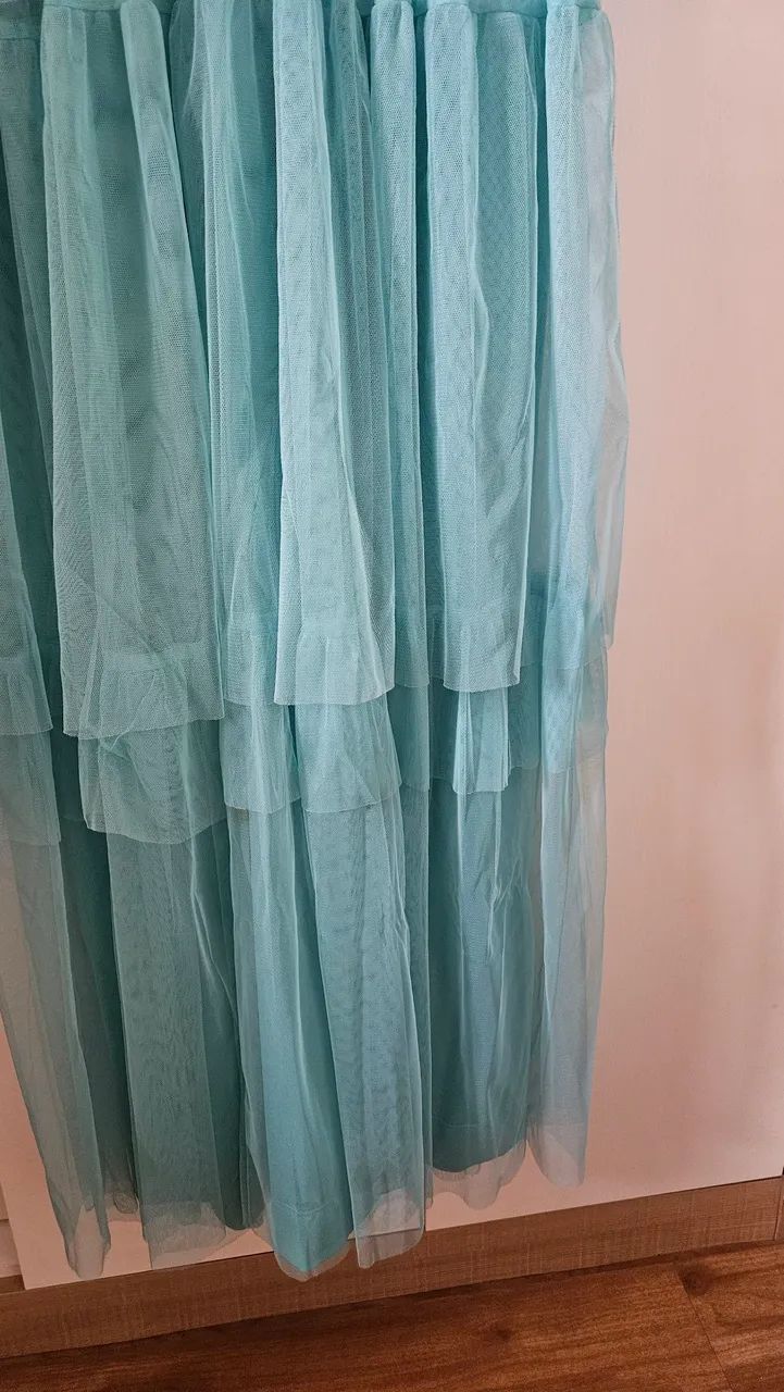 Vestido longo de tule azul claro, tamanho G - Foto 5
