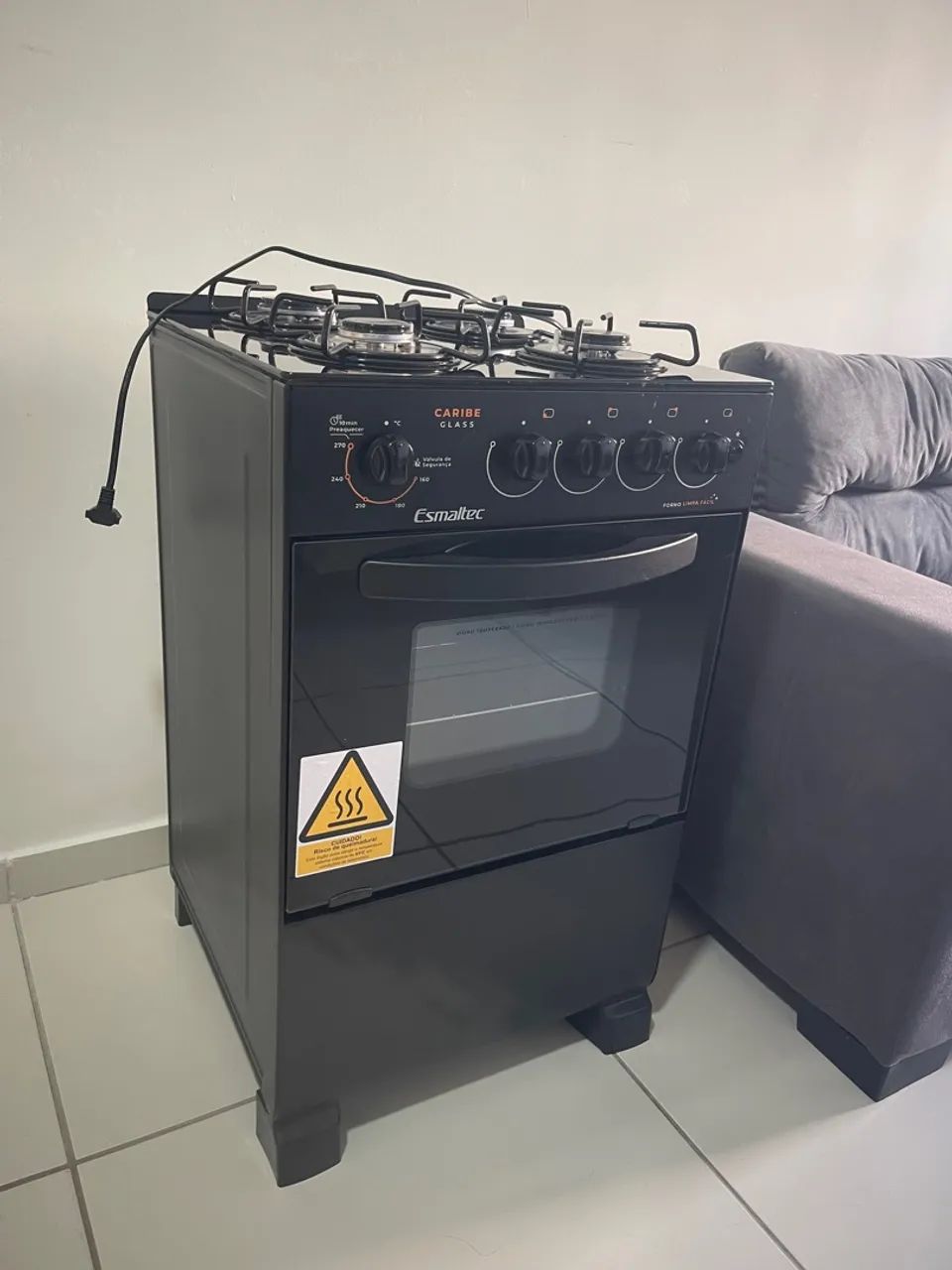 FOGÃO ESMALTEC Caribe Glass 4 Bocas - Preto - Foto 2