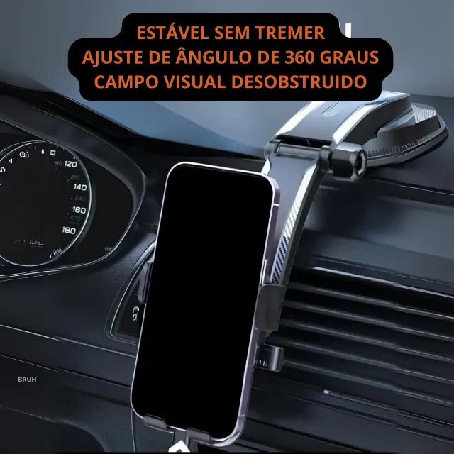 Suporte Veícular Celular Carro Universal Painel 360 Preto - Foto 4