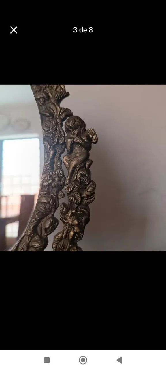 ESPELHO ANTIGO DE MESA EM BRONZE - Foto 3