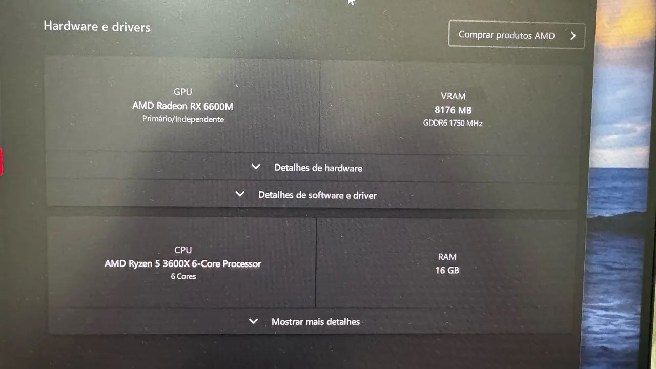 PC GAMER - RX6600M 8GB Ryzen 5 3600x - Foto 2