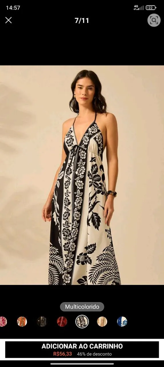 Vestido Longo Estampado Multicolorido