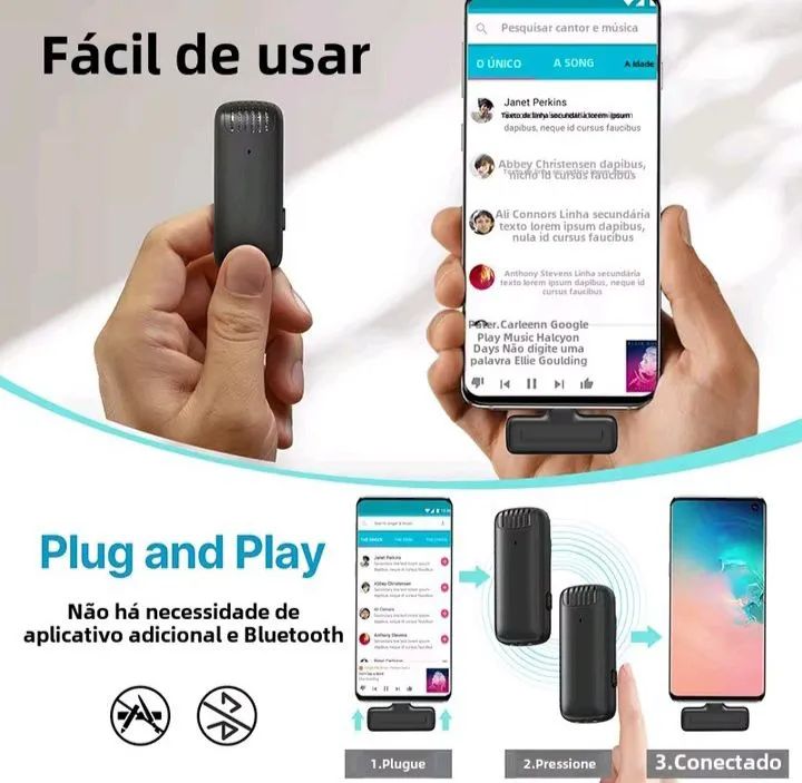 Microfone ulanzi j12 sem fio para celular tipo c e câmeras DJI action 5 pró, insta 360 go - Foto 2