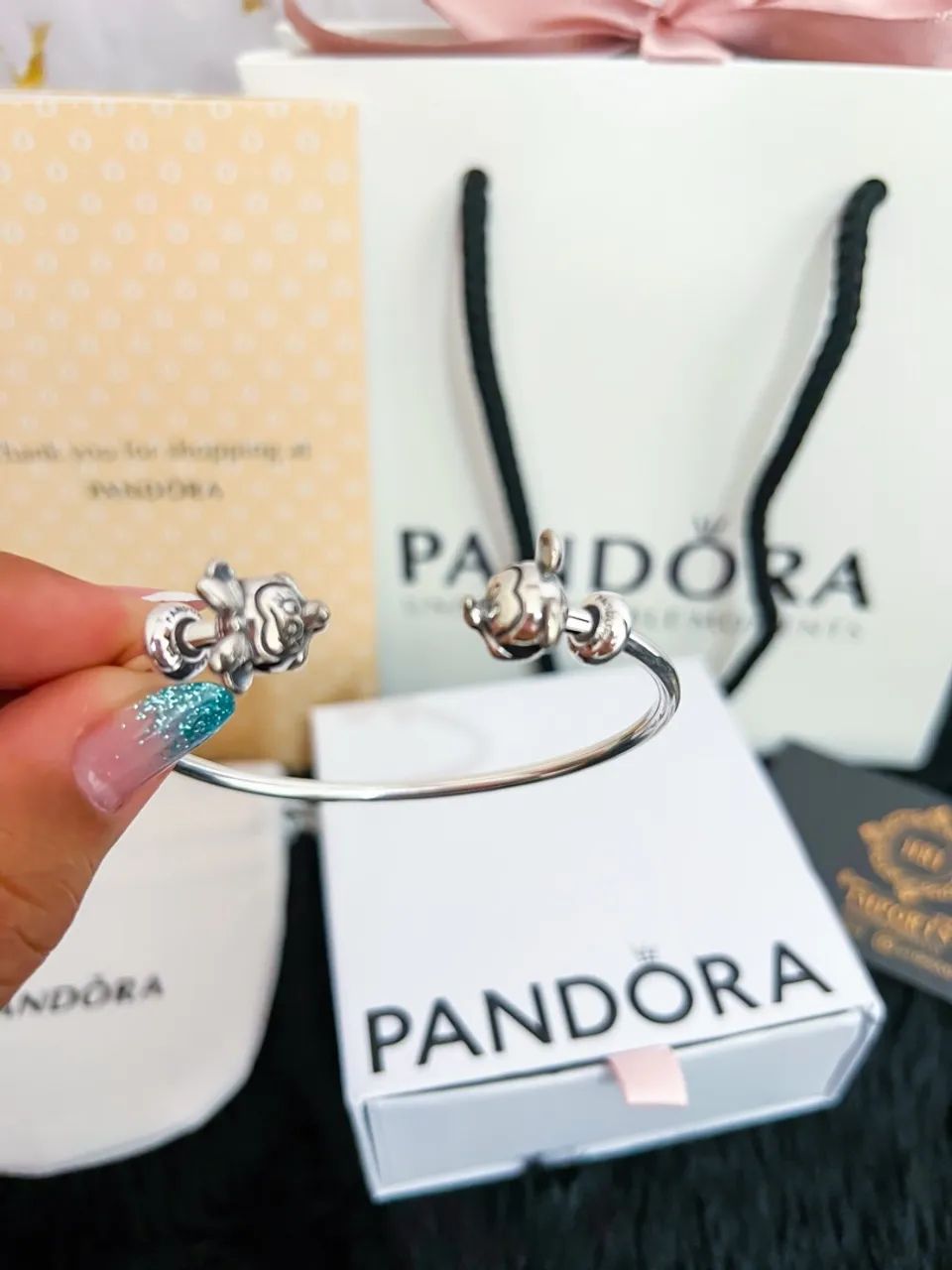 Pulseira Pandora bracelete do mickey e da minnie 