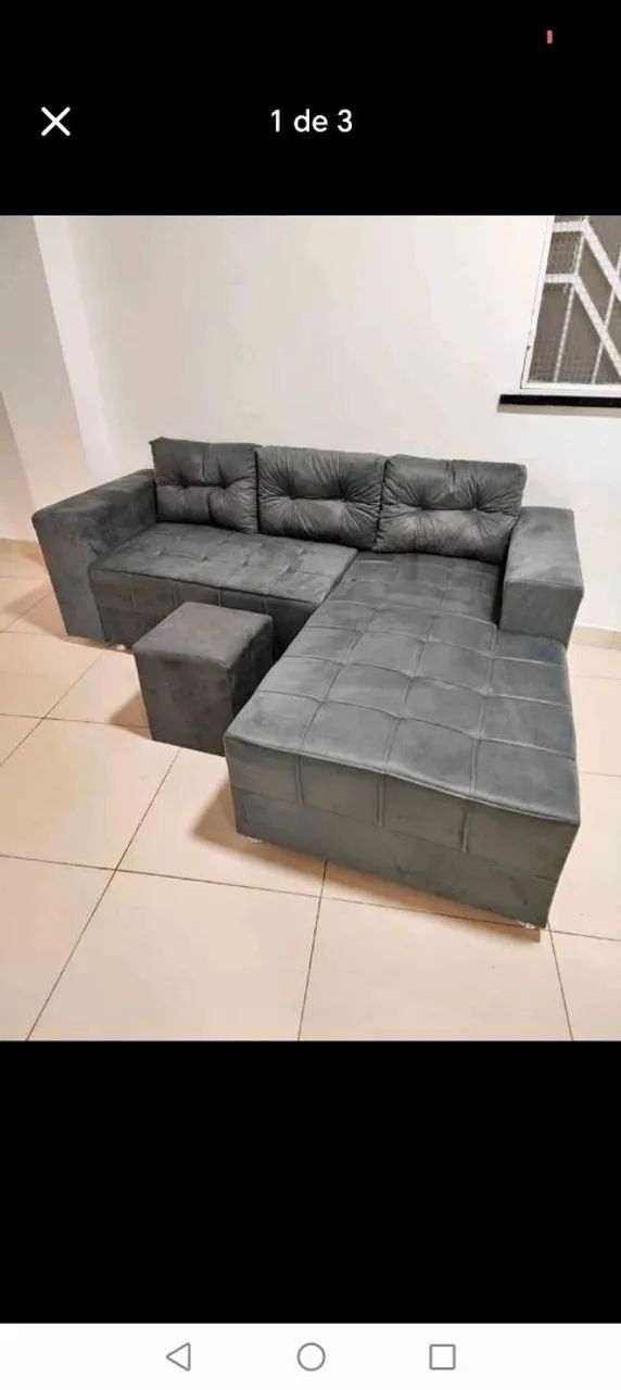 Sofá de Canto Marrom com Puff - Conforto e Estilo - Foto 3