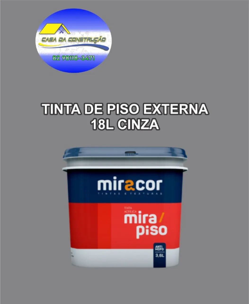 TINTA MIRAPISO 18L BD CINZA MEDIO MIRACOR