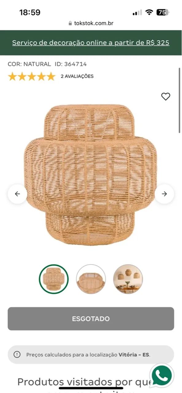 Lustre de Palha  - Iluminação aconchegante - Foto 2