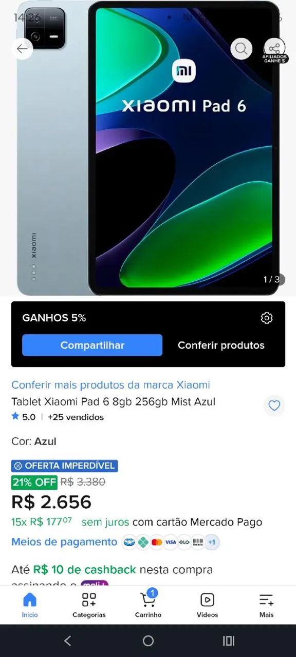 Xiaomi pad 6 256gb 8gb ram tablet