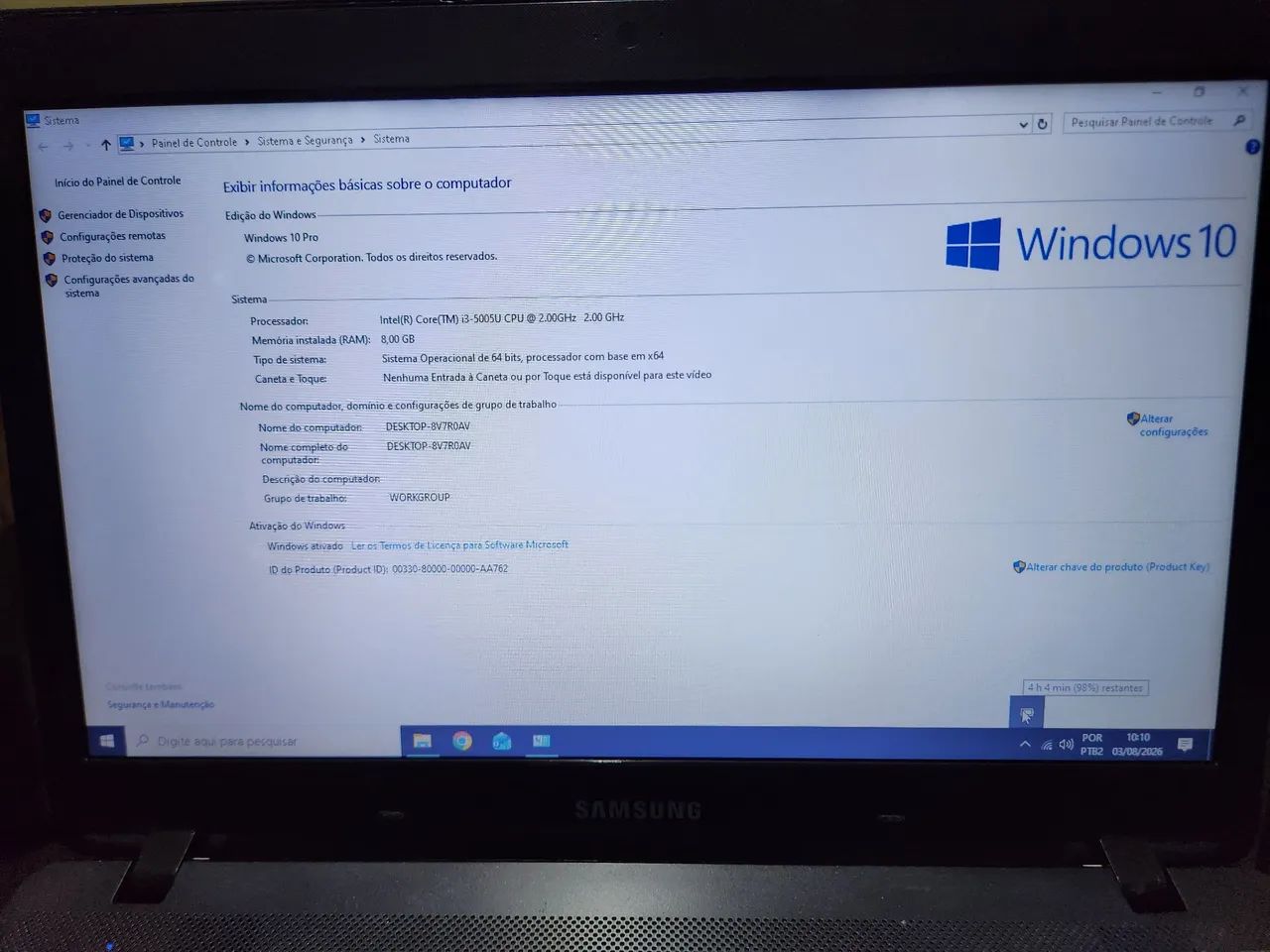 Notebook Samsumg I3 8gb RAM SSD 128GB  - Foto 3