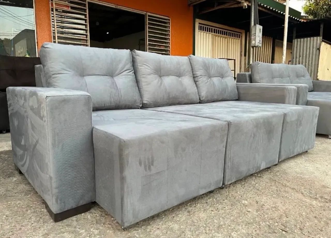 Sofá retrátil modelo 3 Lugares NOVO - Foto 4