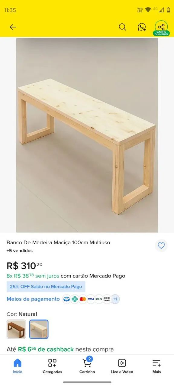 Banco Reforçado  140x44x45 - Foto 5
