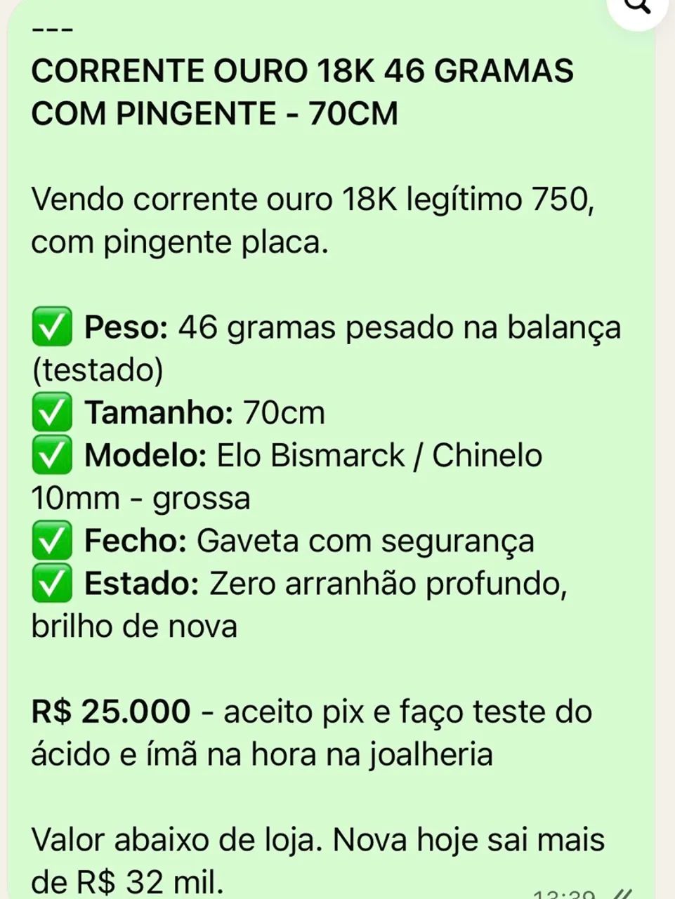 Cordão de ouro 18k peso 46 g - Foto 2