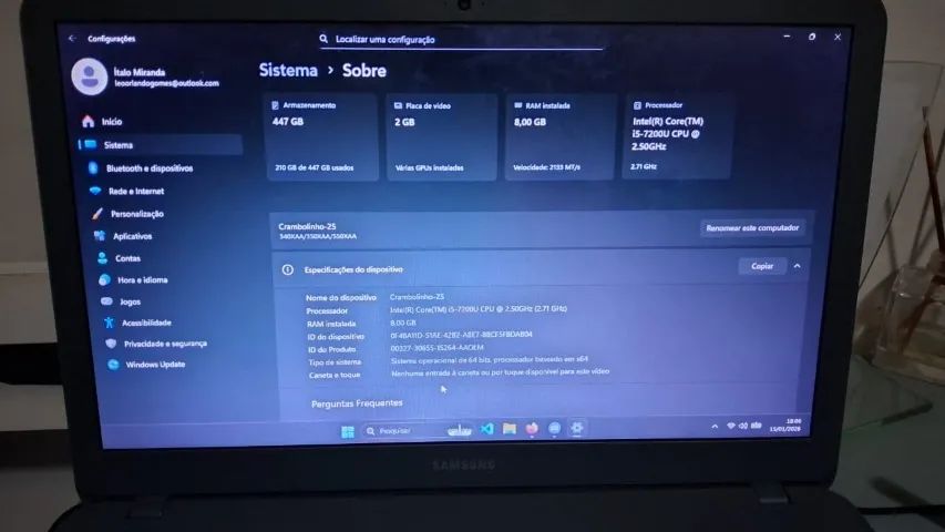 Notebook Samsung X40 com placa de vídeo - Foto 3