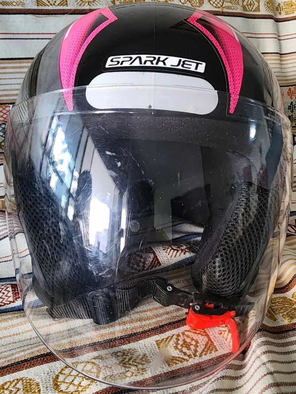 Capacete Ebf Spark Jet Square Preto Rosa - Foto 4