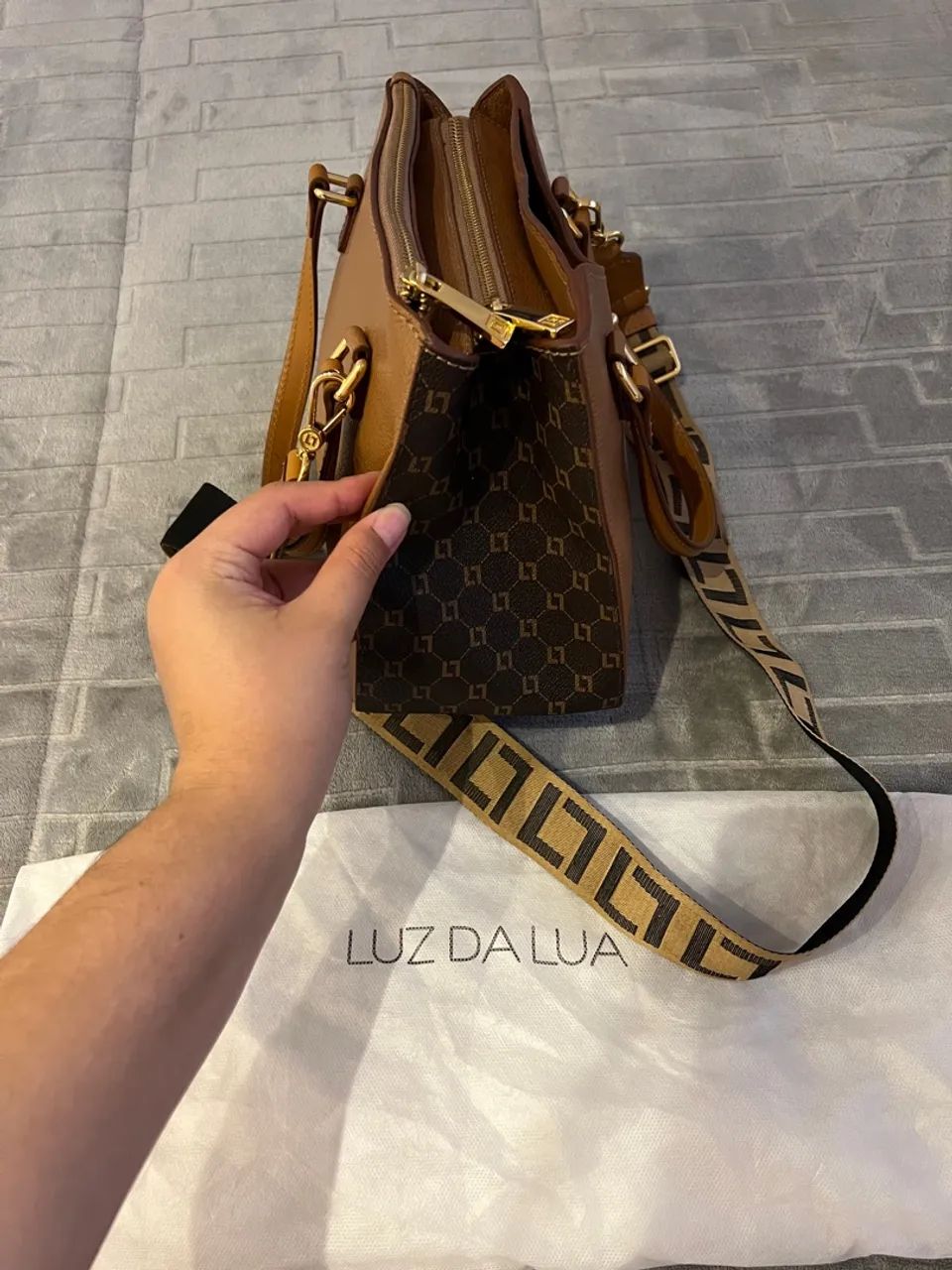 Bolsa Luz da Lua Original - Couro Legítimo Caramelo Com Dust Bag - Bolsa Tote - Foto 3