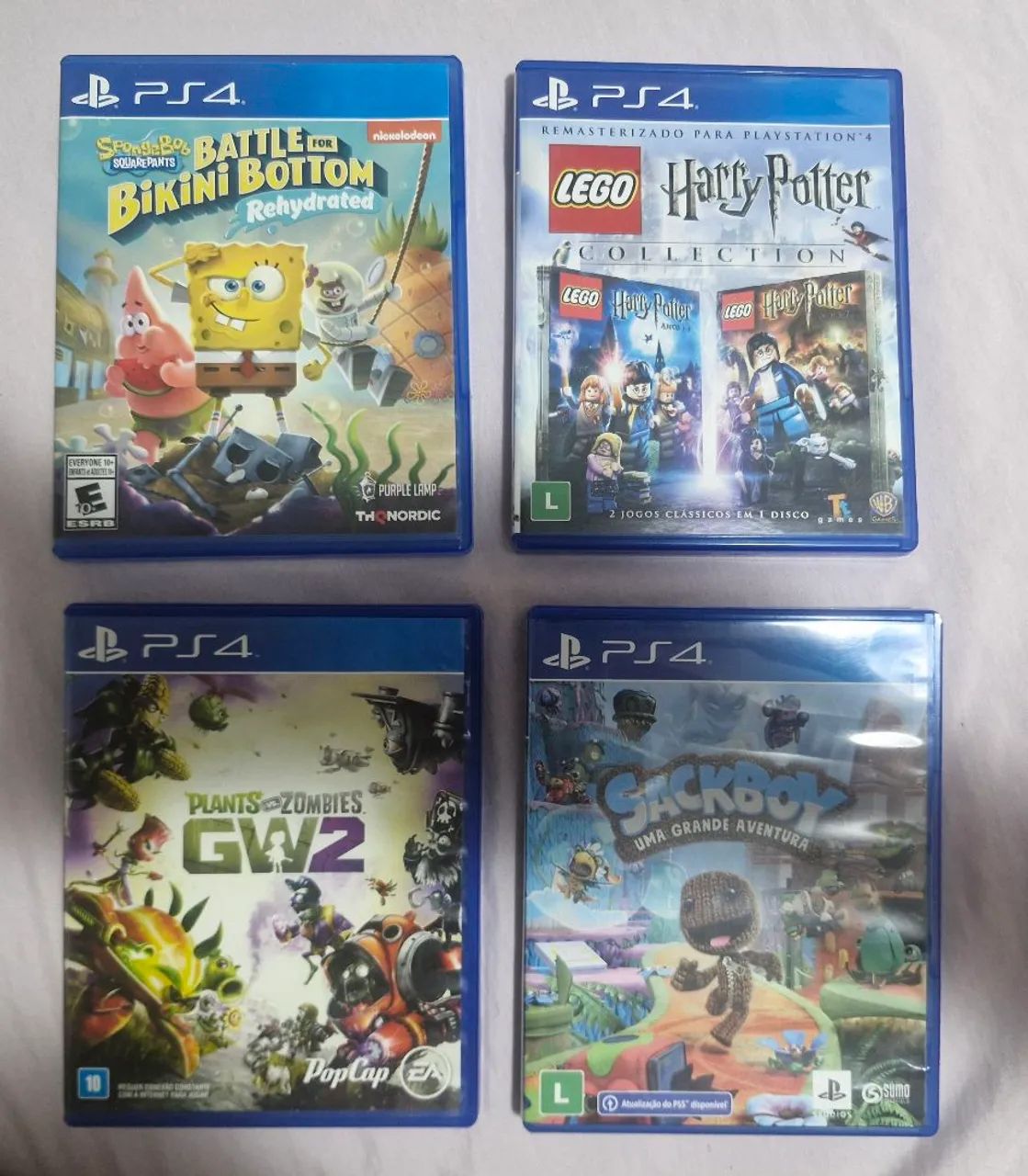 Jogos PS4 Bob Esponja Plants VS Zombies GW2 Lego Harry Potter Collection e Sackboy