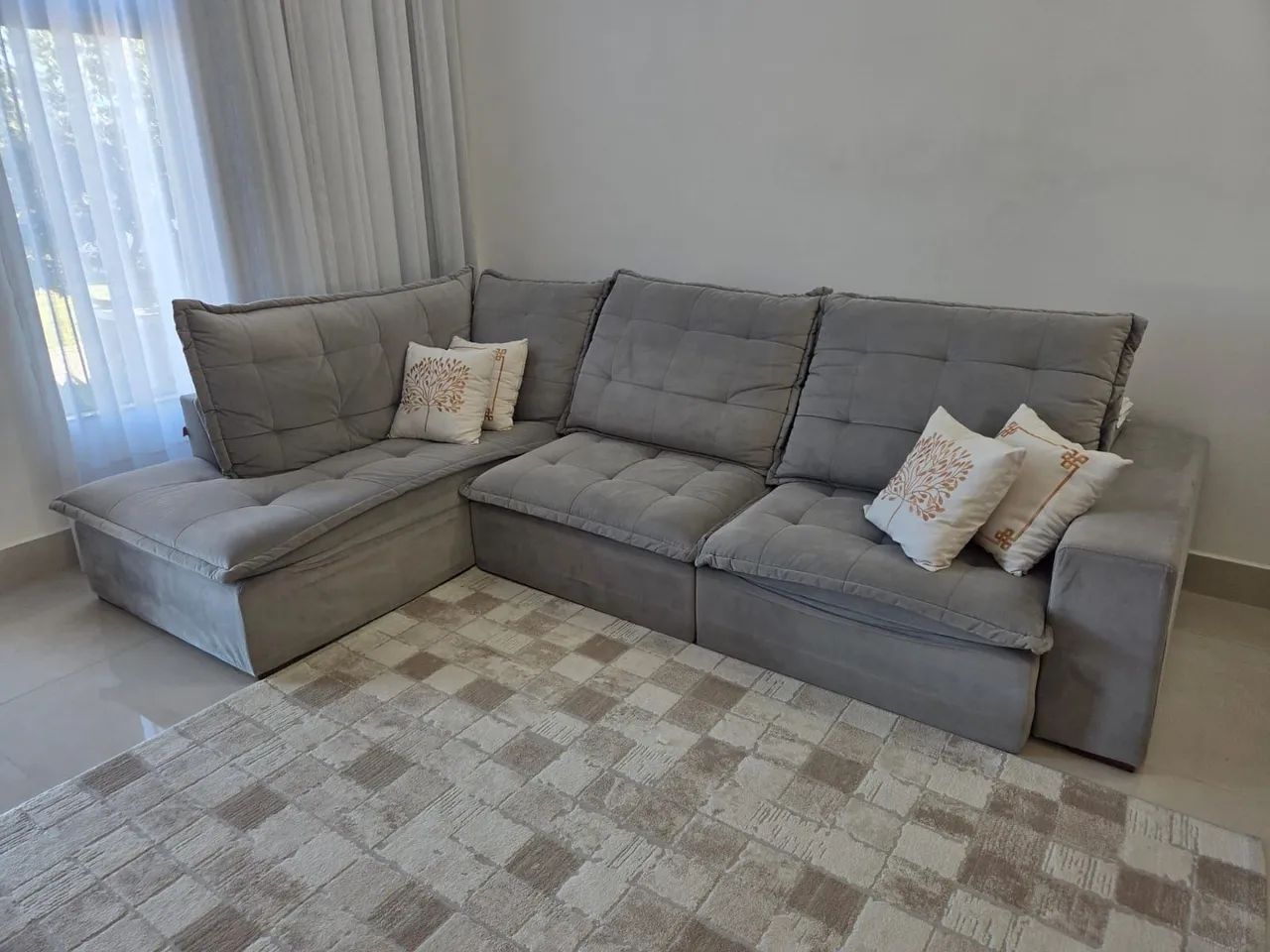 Sofá Retrátil com Chaise Marca Lara - Foto 3
