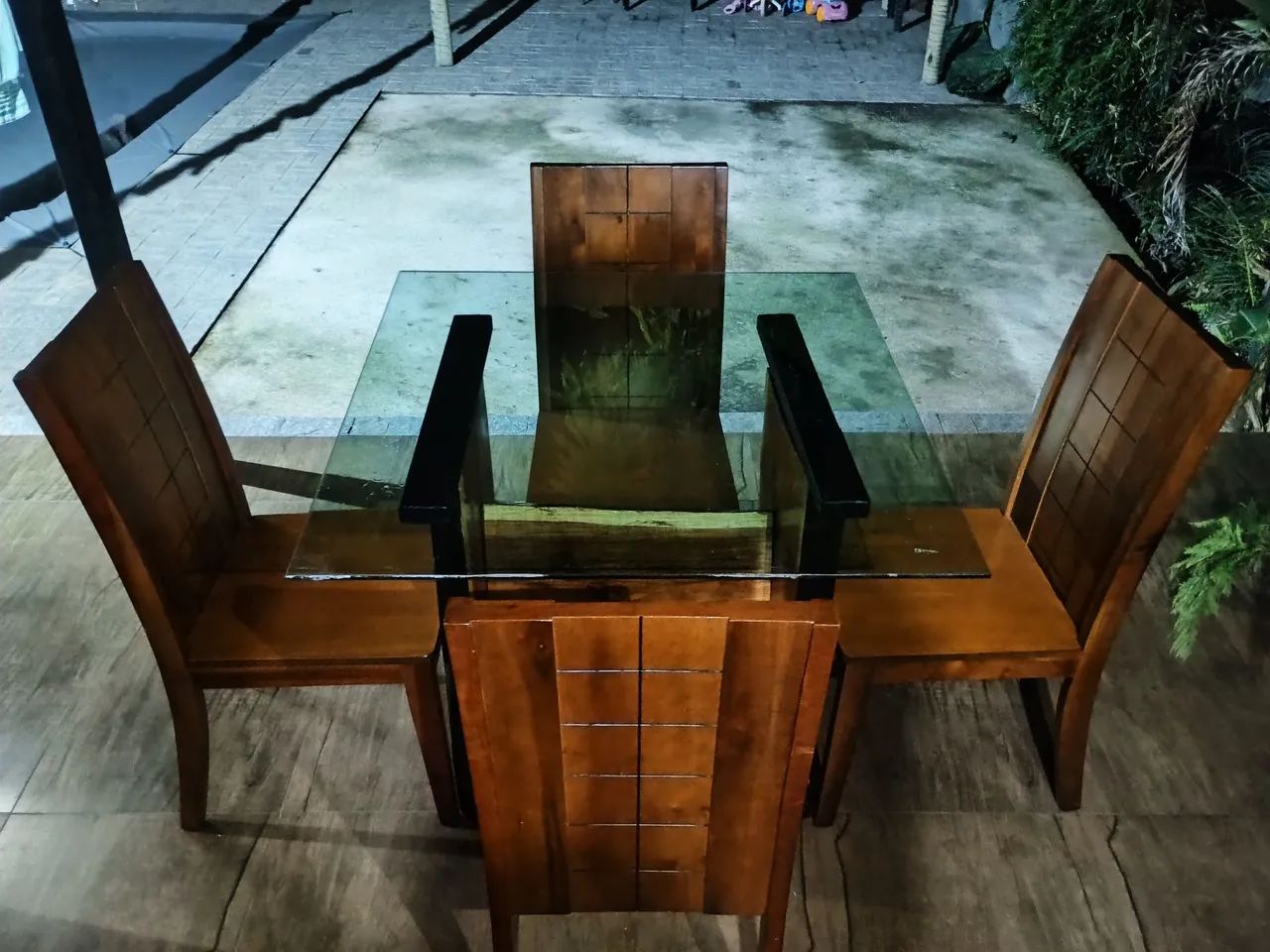Mesa Rústica com tampo de vidro  - Foto 2