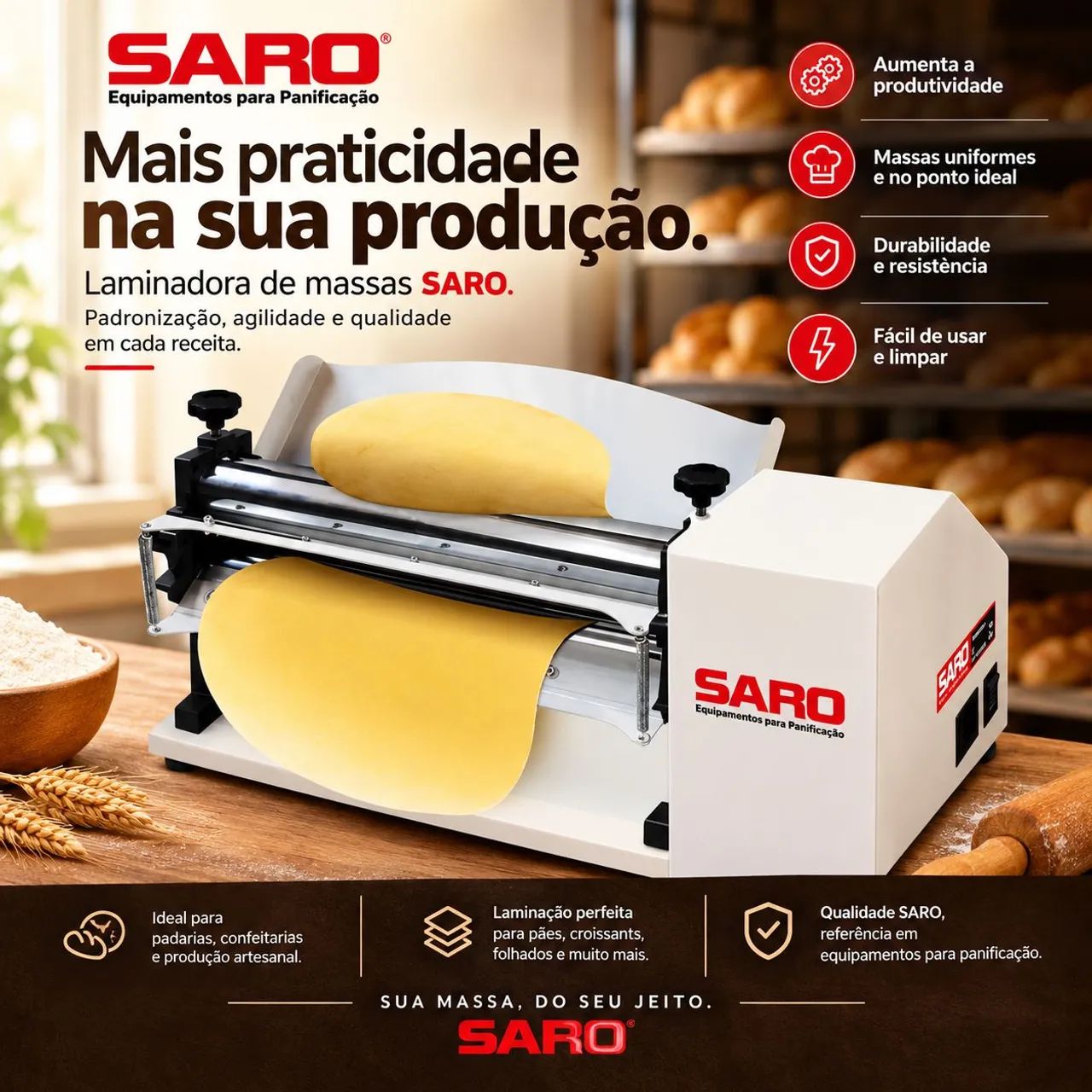 CILINDRO DE MASSAS SARO 40 CM ? USADO EM BOM ESTADO - Foto 3