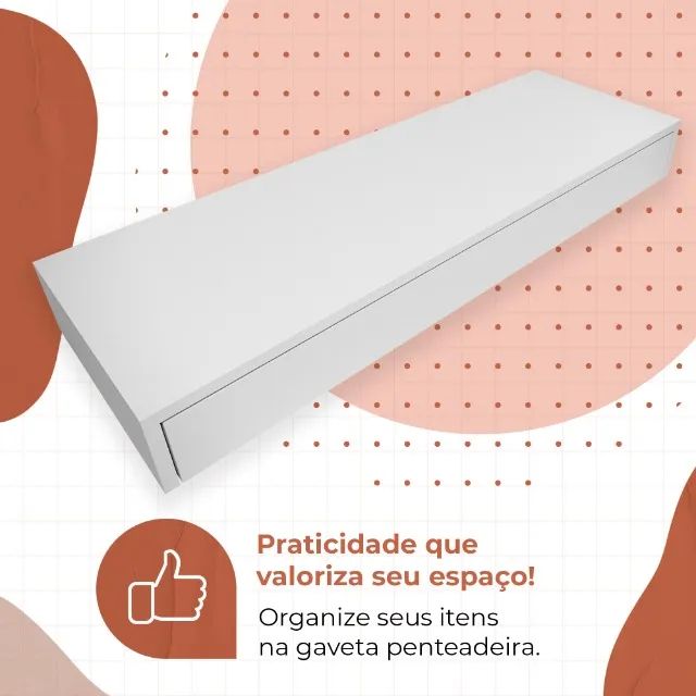 Gaveta Penteadeira Supensa MDF Praticidade e Estilo 86,5CM  - Foto 2