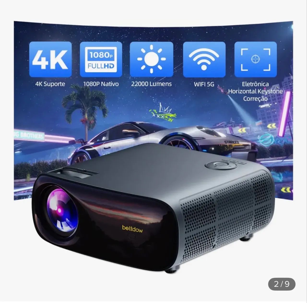 Projetor Bettdow AC1053 1080p 4K Cor Cinza - Foto 3