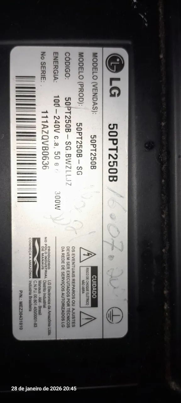 TV LG 50 com defeito 