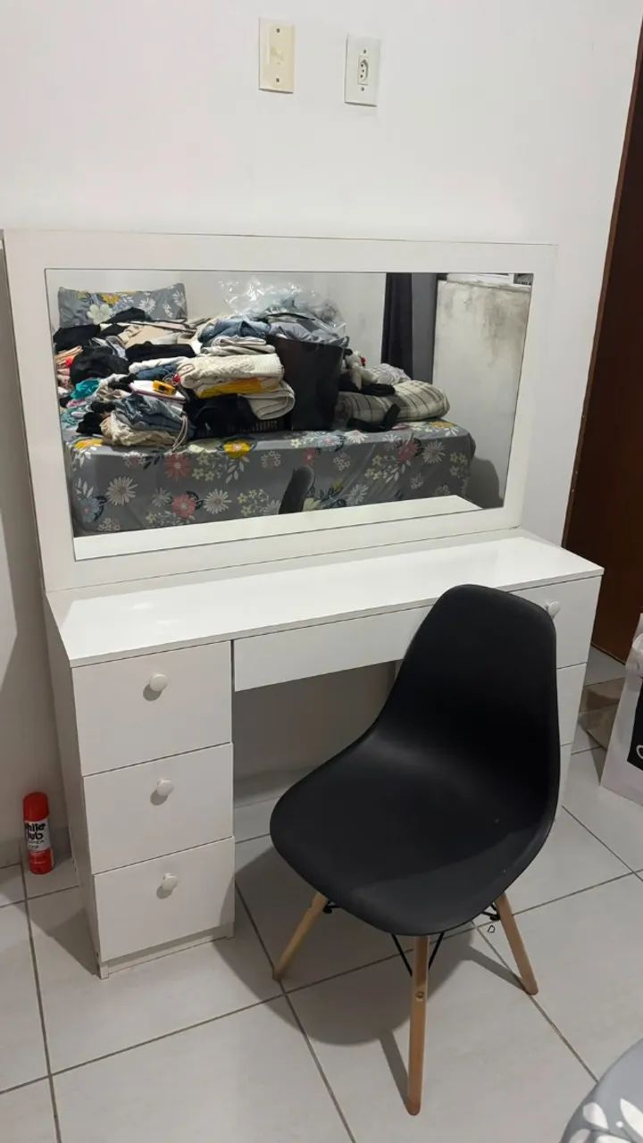 Penteadeira Ditália 7 Gavetas Branco com espelho - Foto 4