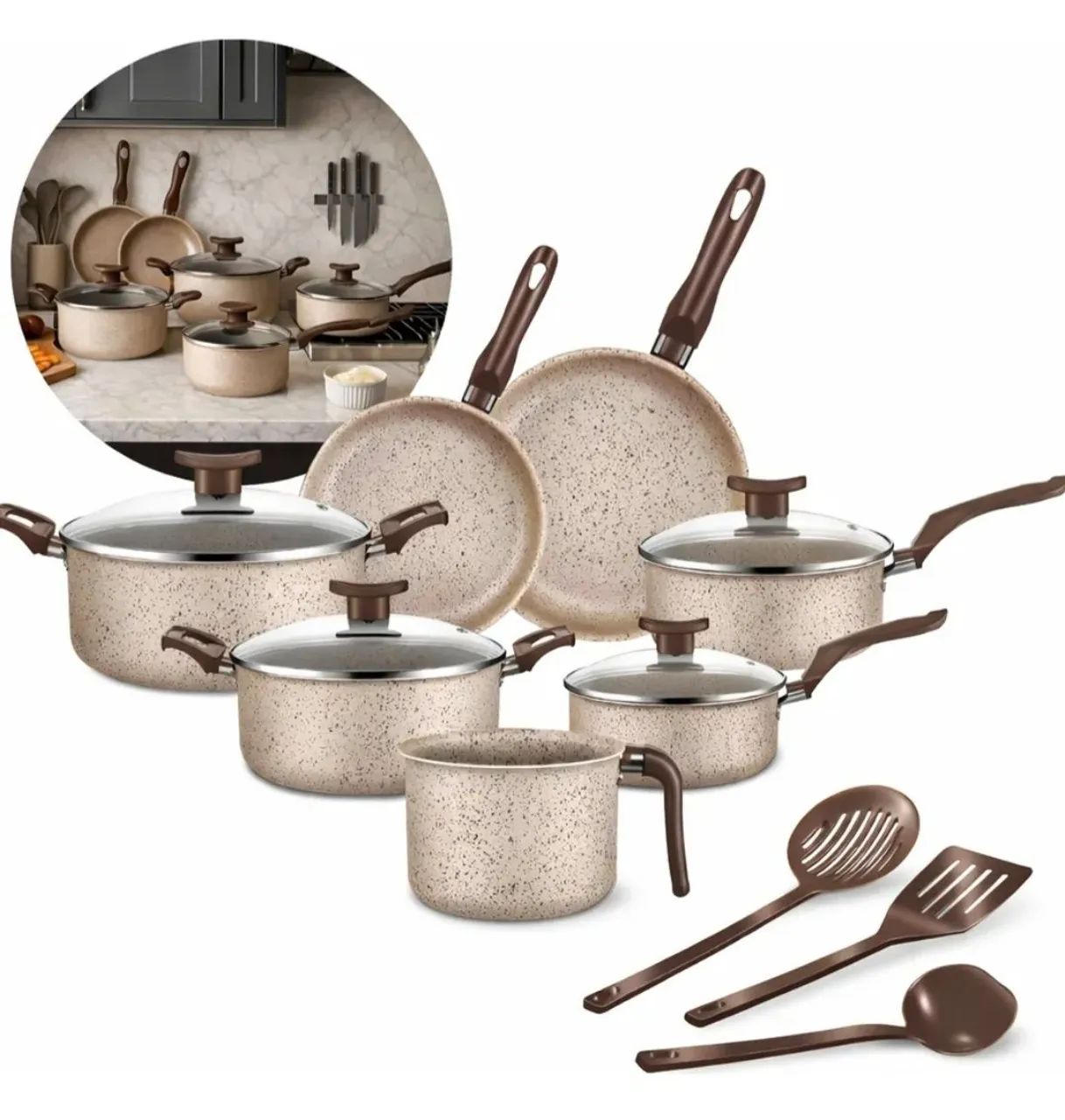Conjunto de panelas antiaderente 10 peças Coffee cappuccino Imperial