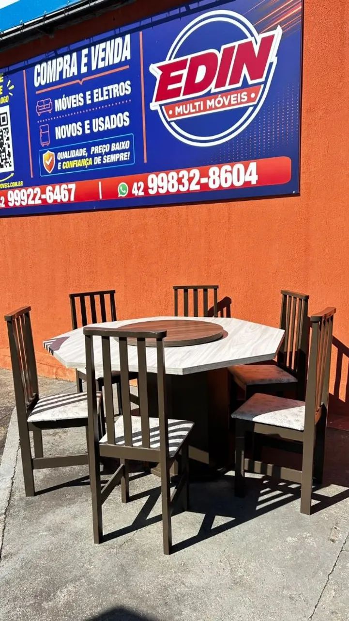 Mesa de jantar com tampo giratório e 6 cadeiras - Foto 2