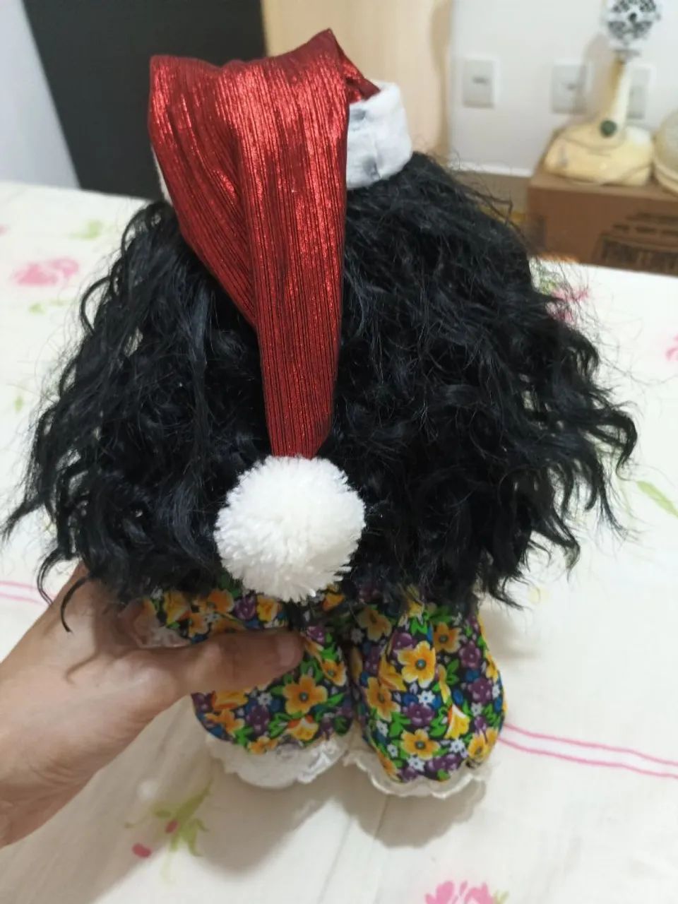 Boneca cabelos longos Natal artesanal  - Foto 3
