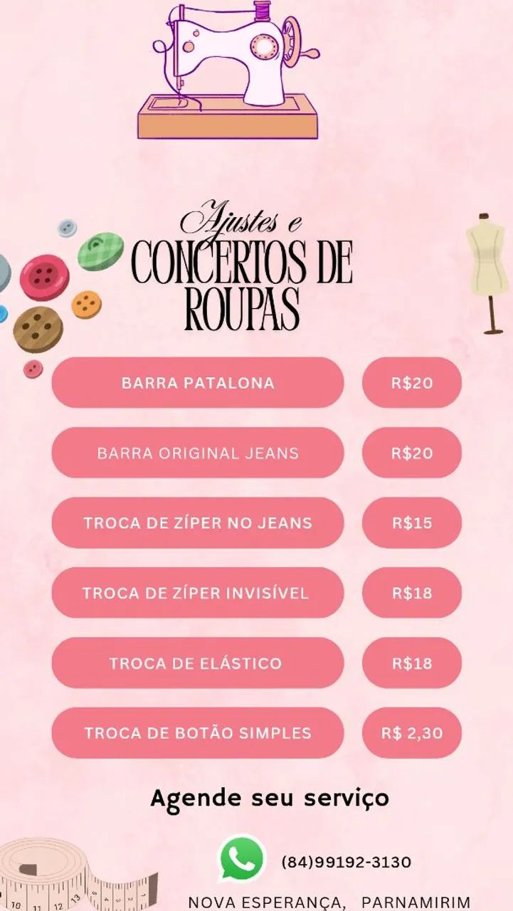 Ajustes e concertos de roupas 