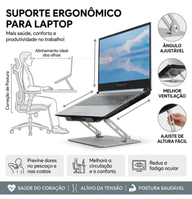 Suporte Dobrável Rotativo Notebook Tablet Resistente - Foto 4