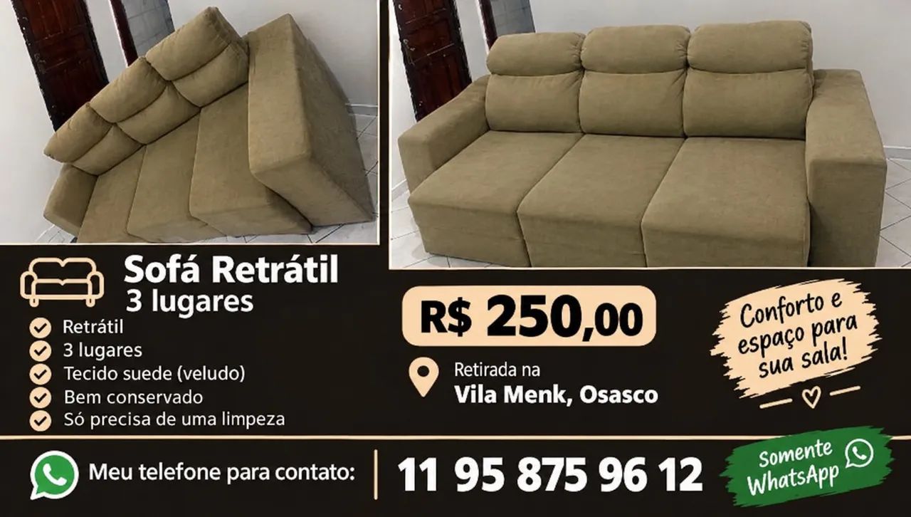 SOFÁ RETRÁTIL E RECLINÁVEL  | URGENTE