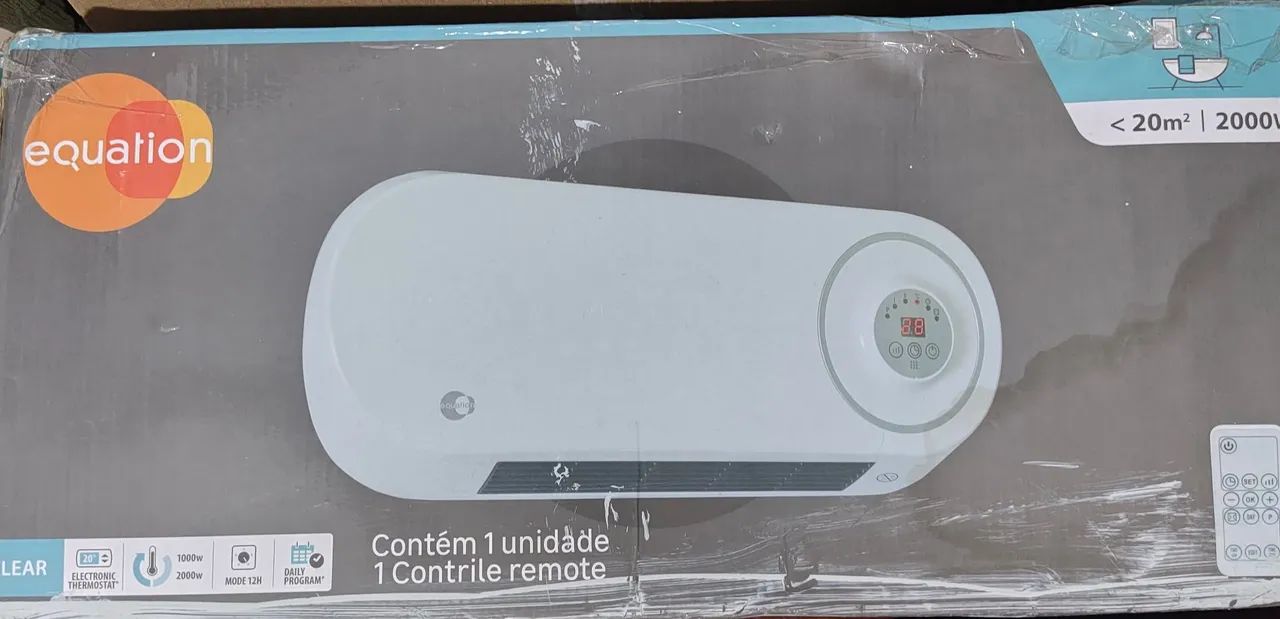 Vendo aquecedor de parede cerâmico 2000W branco novo com controle remoto- Equation - Foto 2