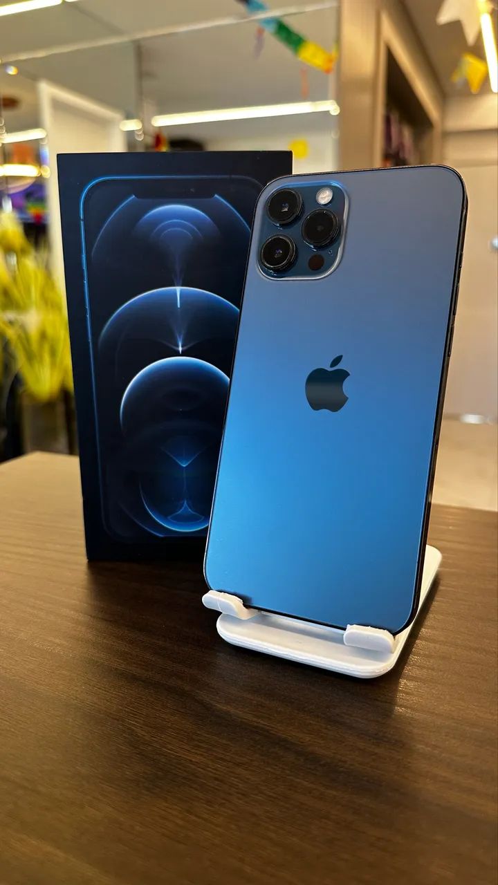 IPHONE 12 PRO MAX 128GB AZUL SEMINOVO / LOJA FÍSICA - Celulares e