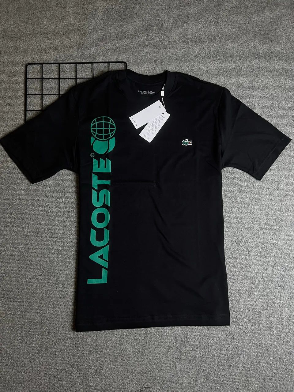 Camiseta Lacoste Sport Preta Estampada Verde