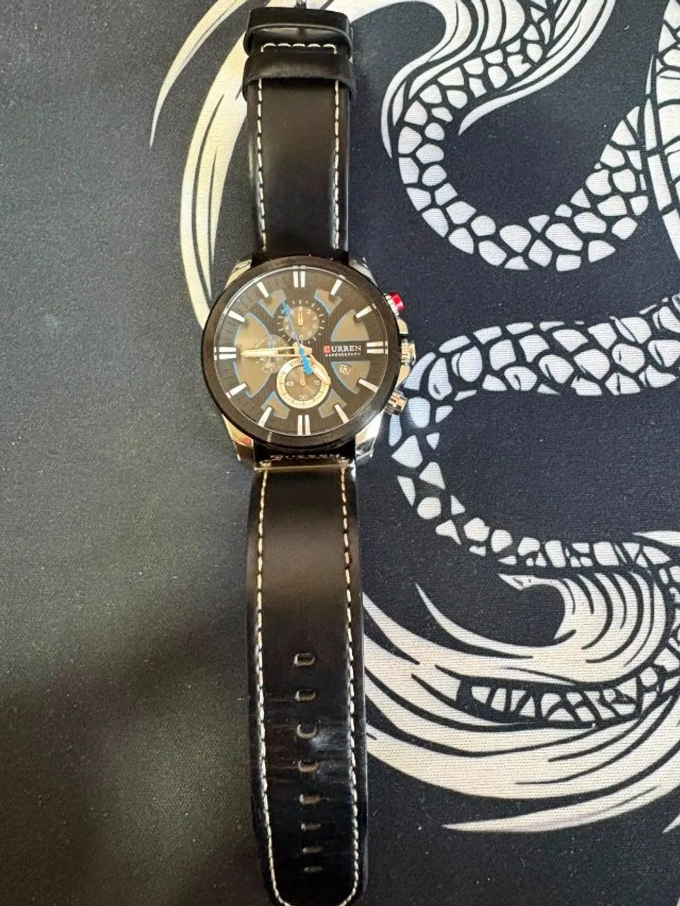 Relógio Masculino Curren Silver Blue Grande 49mm Quartzo - Foto 4