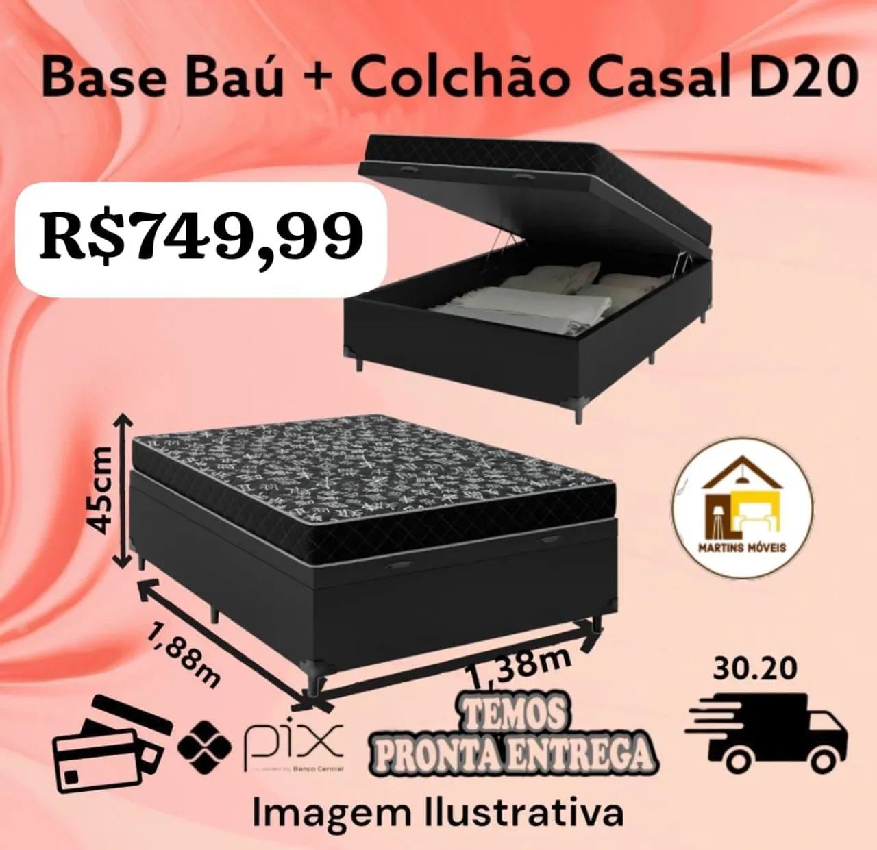 PROMOÇÃO - BASE BAÚ + COLCHÃO CASAL D20 