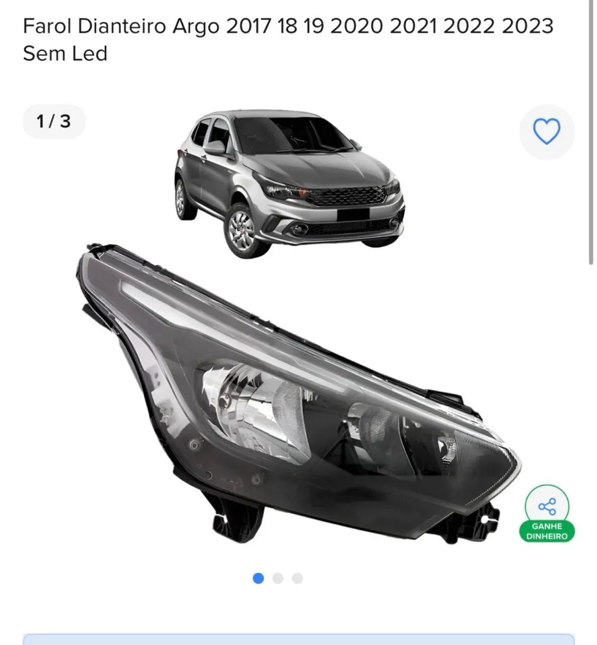 FAROL DIANTEIRO FIAT ARGO