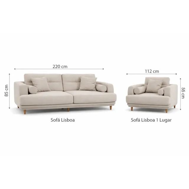 Conjunto Sofá 2,20m + Poltrona Lisboa Encosto Fixo Espuma D28 SuperSofth Com Almofadas Sol - Foto 4