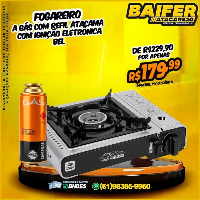 Fogareiro a Gás Com Refil Atacama Com Ignição Eletrônica Bel