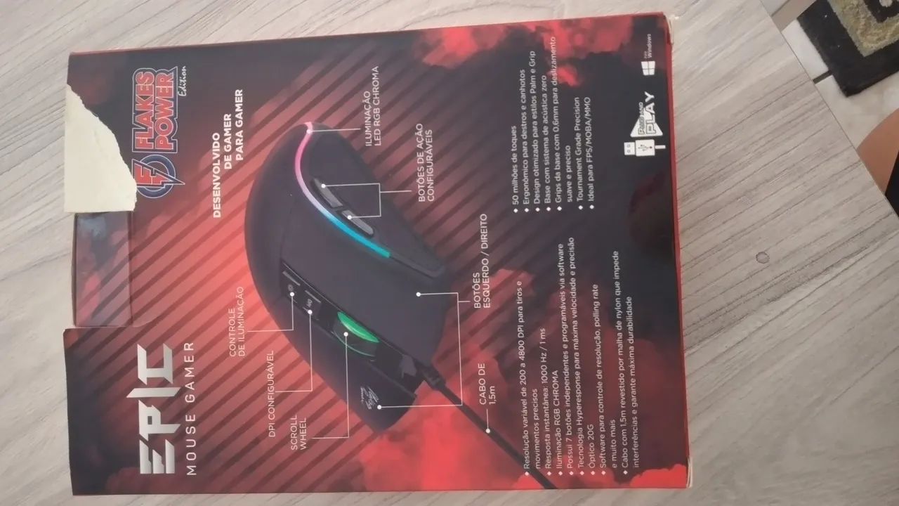 Vendo Mouse Gamer FLAKES POWER Novo - Foto 3